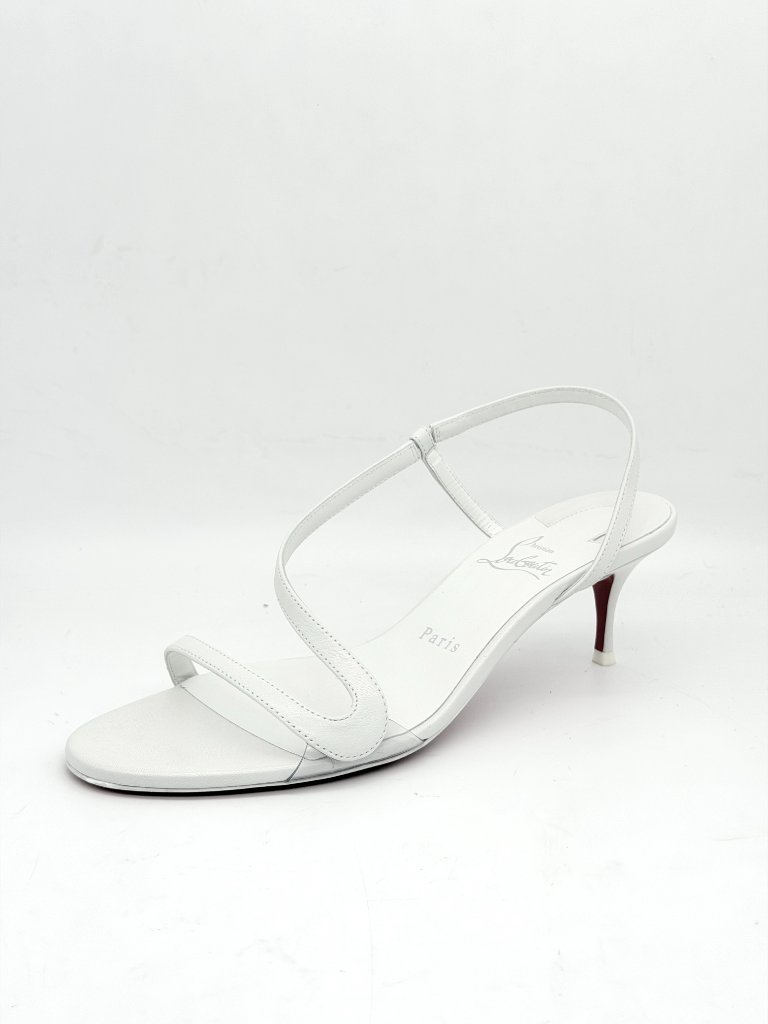 Christian Louboutin Rosalie 55 Strappy Slingback Sandals Kitten Heels White — image 6 of 8